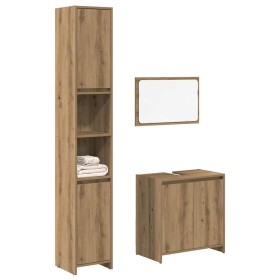 Juego de muebles baño 3 piezas madera ingeniería roble