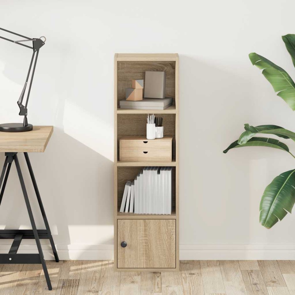 Estantería de madera de ingeniería roble sonoma 31x24x102