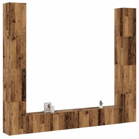 Muebles de TV de pared 6 uds madera vieja madera de