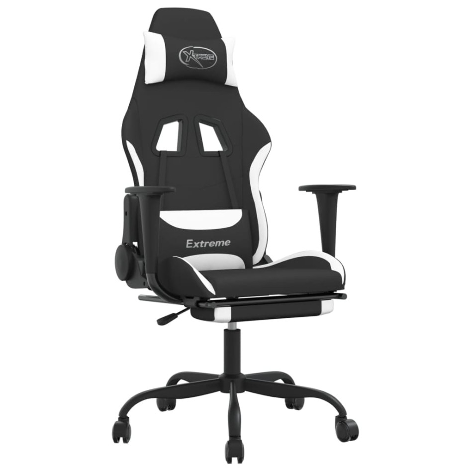 Silla gaming con reposapiés tela negro y