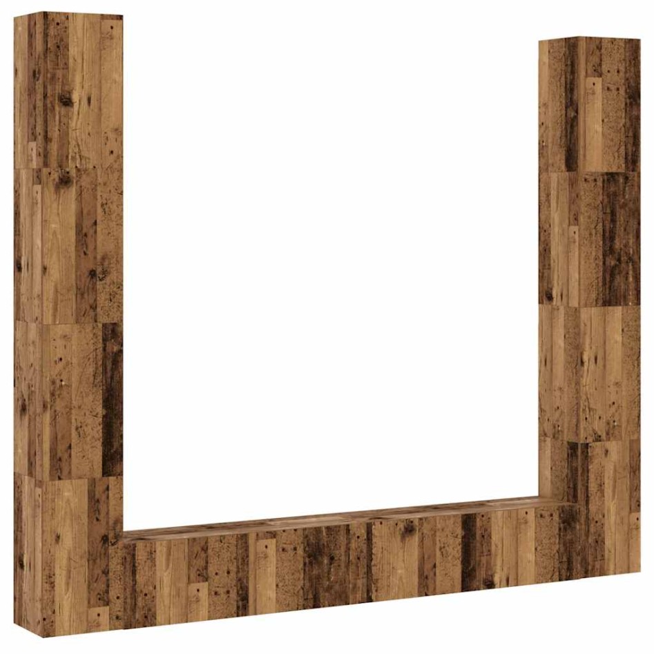 Muebles de TV de pared 6 uds madera vieja madera de