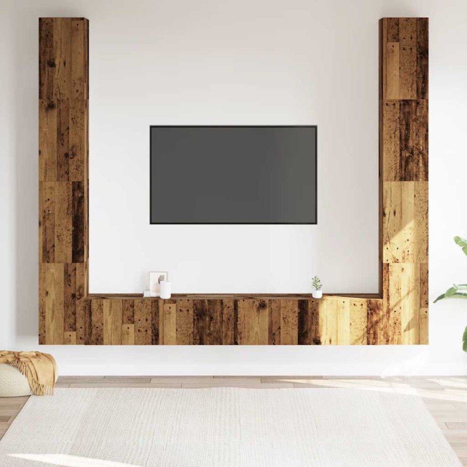 Muebles de TV de pared 6 uds madera vieja madera de