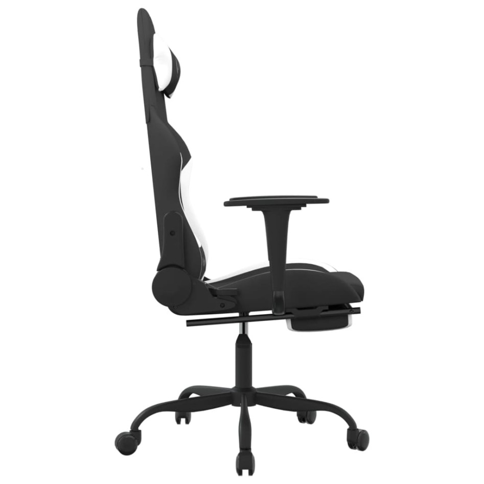 Silla gaming con reposapiés tela negro y