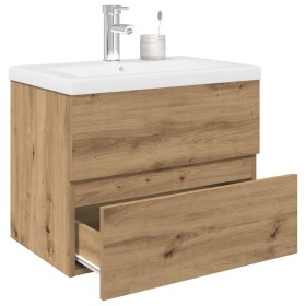 Mueble para lavabo con lavabo integrado y grifo roble