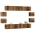 Conjunto de mueble de TV 8 piezas montado la pared madera