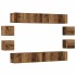 Conjunto de mueble de TV 8 piezas montado la pared madera