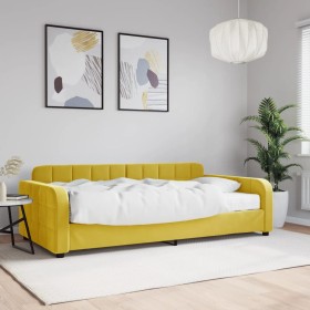 Sofá cama con colchón terciopelo amarillo 100x200