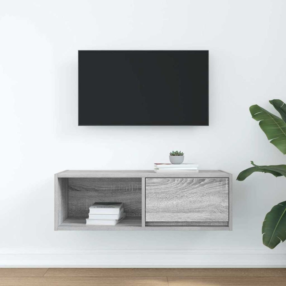Mueble de TV madera de ingeniería gris Sonoma 80x31x25,5