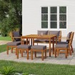 Juego comedor jardín con cojines 9 piezas madera maciza acacia
