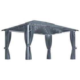 Carpa cenador de jardín con tira de luces LED 4x3 m