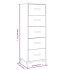 Cómoda de madera maciza de pino negro 42x35x110