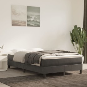Cama box spring con colchón terciopelo gris oscuro 120x200