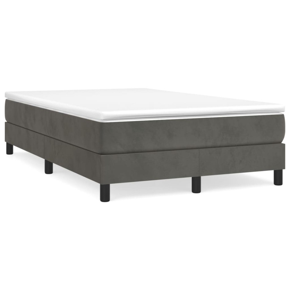 Cama box spring con colchón terciopelo gris oscuro 120x200