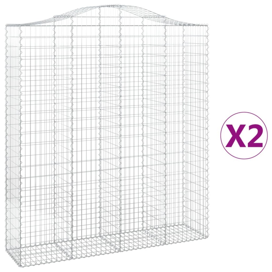 Cestas de gaviones 2 uds forma de arco hierro 200x50x220/240