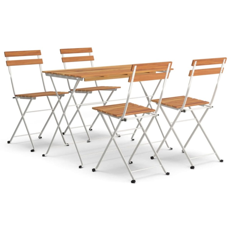 Muebles cafetería plegables 5 pzas madera maciza acacia y