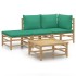 Set de muebles de jardín 4 piezas bambú con cojines