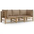 Set de muebles de jardín 3 piezas bambú y cojines gris