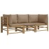 Set de muebles de jardín 3 piezas bambú y cojines gris