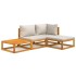 Set muebles de jardín 4 pzas madera maciza y cojines gris