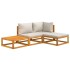 Set muebles de jardín 4 pzas madera maciza y cojines gris