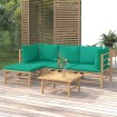 Set de muebles de jardín 5 piezas bambú con cojines verde