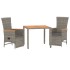 Set comedor de jardín 3 piezas con cojines ratán sintético
