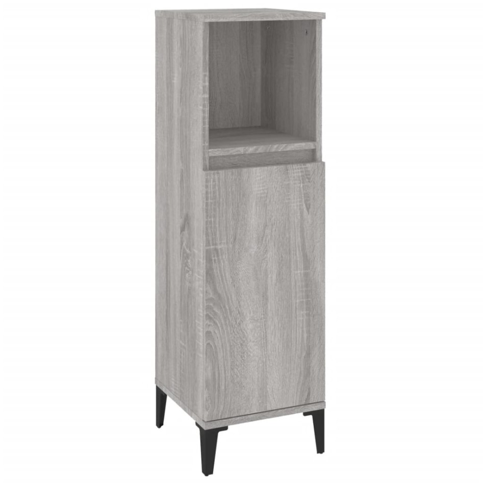 Set de muebles de baño 3 pzas madera contrachapada gris