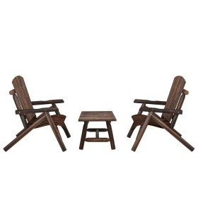 Juego de muebles de jardín 3 piezas madera maciza de