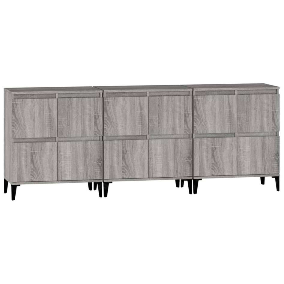 Aparadores 3 uds madera contrachapada gris Sonoma 60x35x70