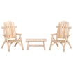 Juego de muebles de jardín 3 piezas madera maciza de abeto
