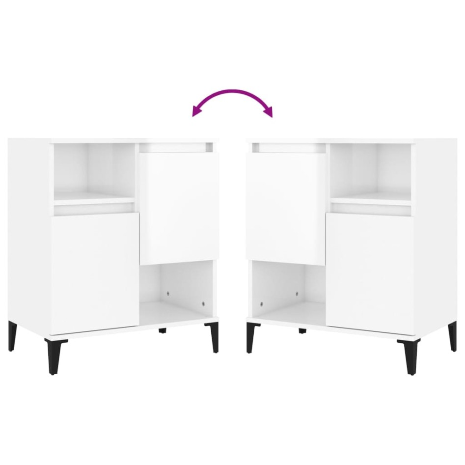 Aparadores 2 uds madera contrachapada blanco brillo 60x35x70