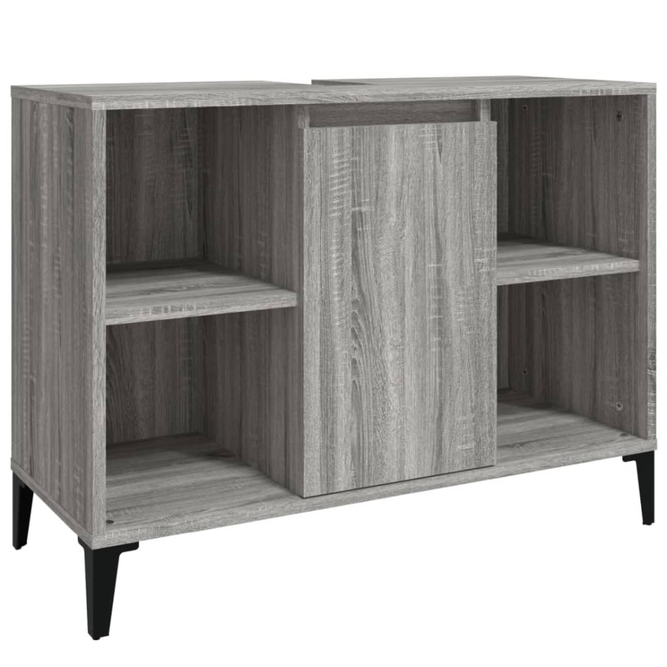 Set de muebles de baño 3 pzas madera contrachapada gris