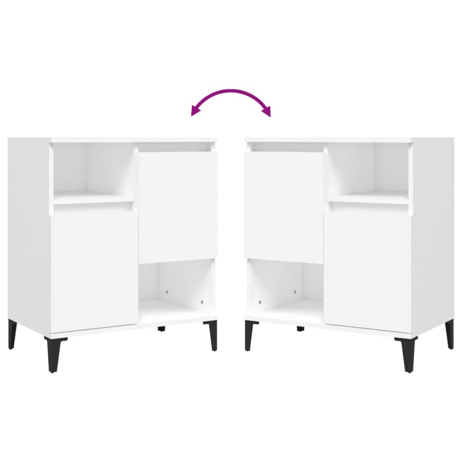 Aparadores 3 uds madera contrachapada blanco 60x35x70