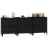 Aparadores 3 uds madera contrachapada negro 60x35x70