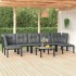 Juego de muebles de jardín 8 pzas ratán sintético negro y