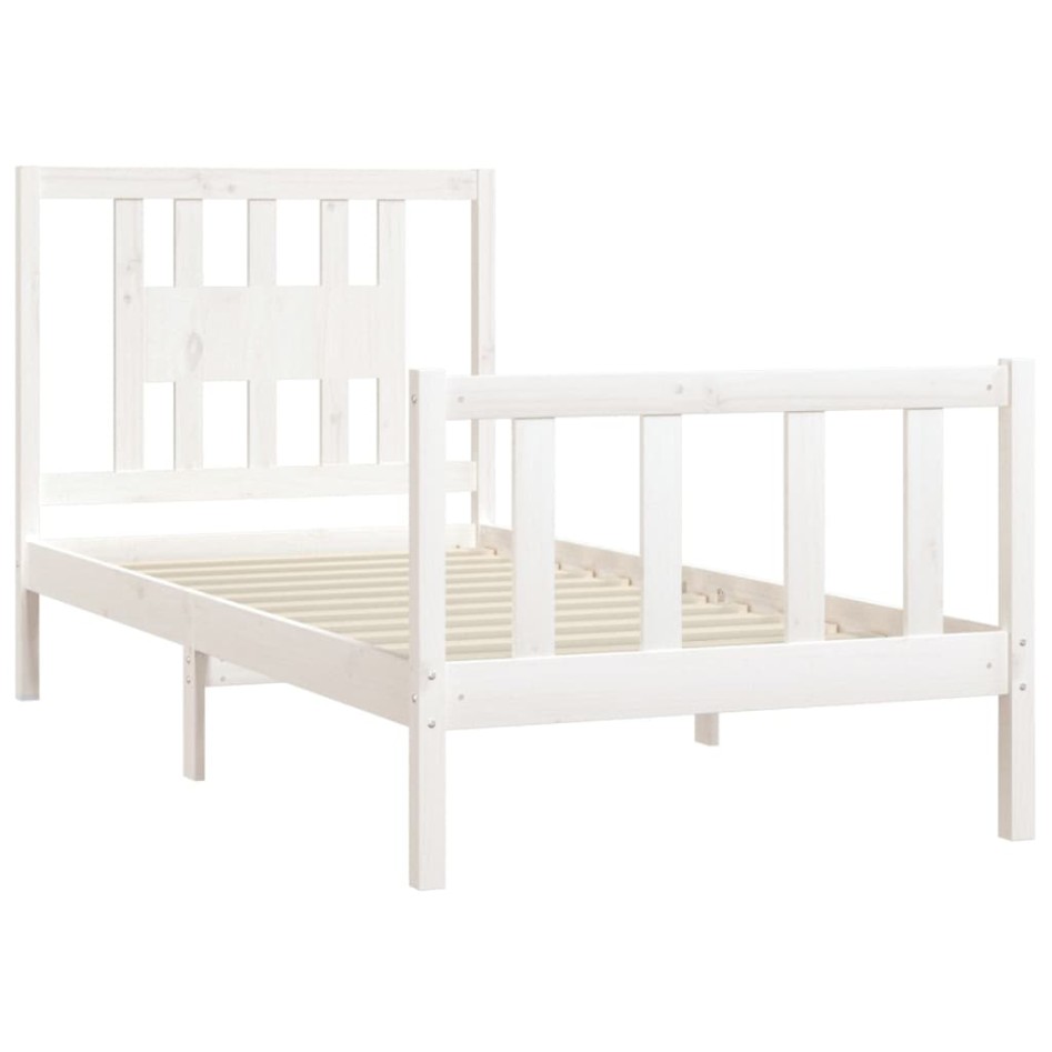 Estructura de cama con cabecero madera de pino blanca 90x200