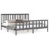 Estructura de cama con cabecero madera de pino gris
