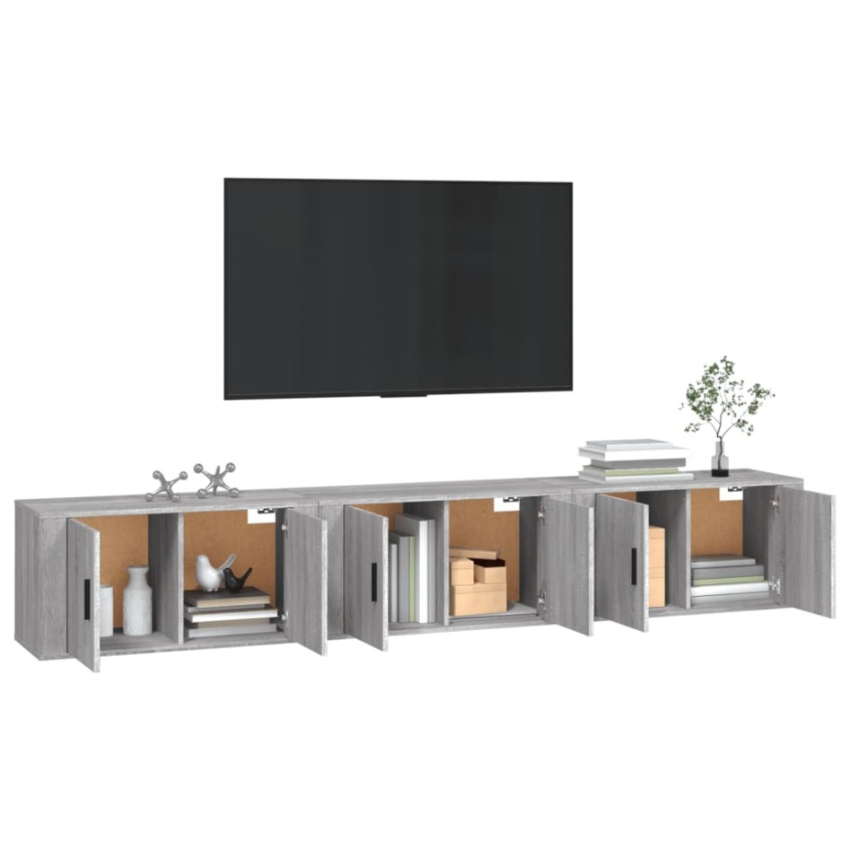 Muebles para TV de pared 3 uds gris Sonoma 80x34,5x40