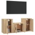 Set de muebles para TV 3 pzas madera contrachapada roble