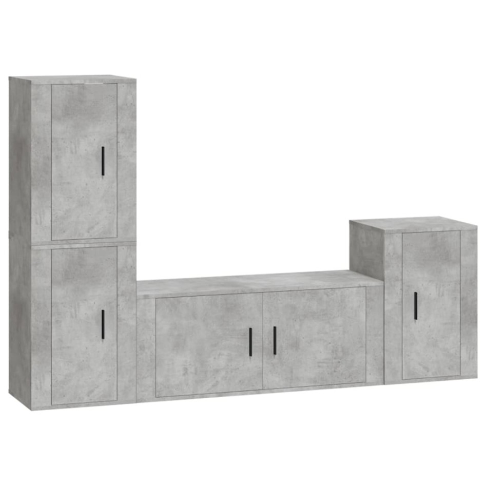 Set de muebles de TV 4 pzas madera contrachapada gris
