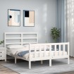 Estructura cama de matrimonio con cabecero madera maciza blanco