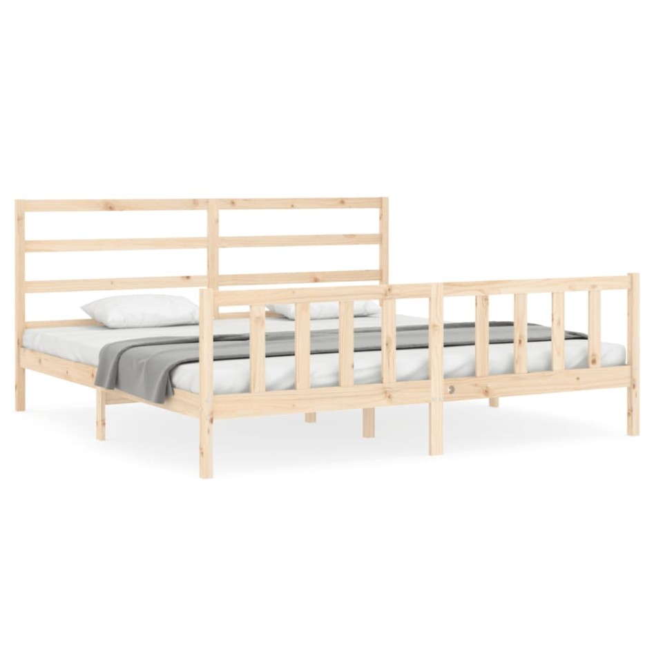 Estructura de cama con cabecero madera maciza 200x200