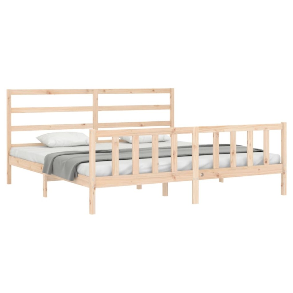 Estructura de cama con cabecero madera maciza 200x200