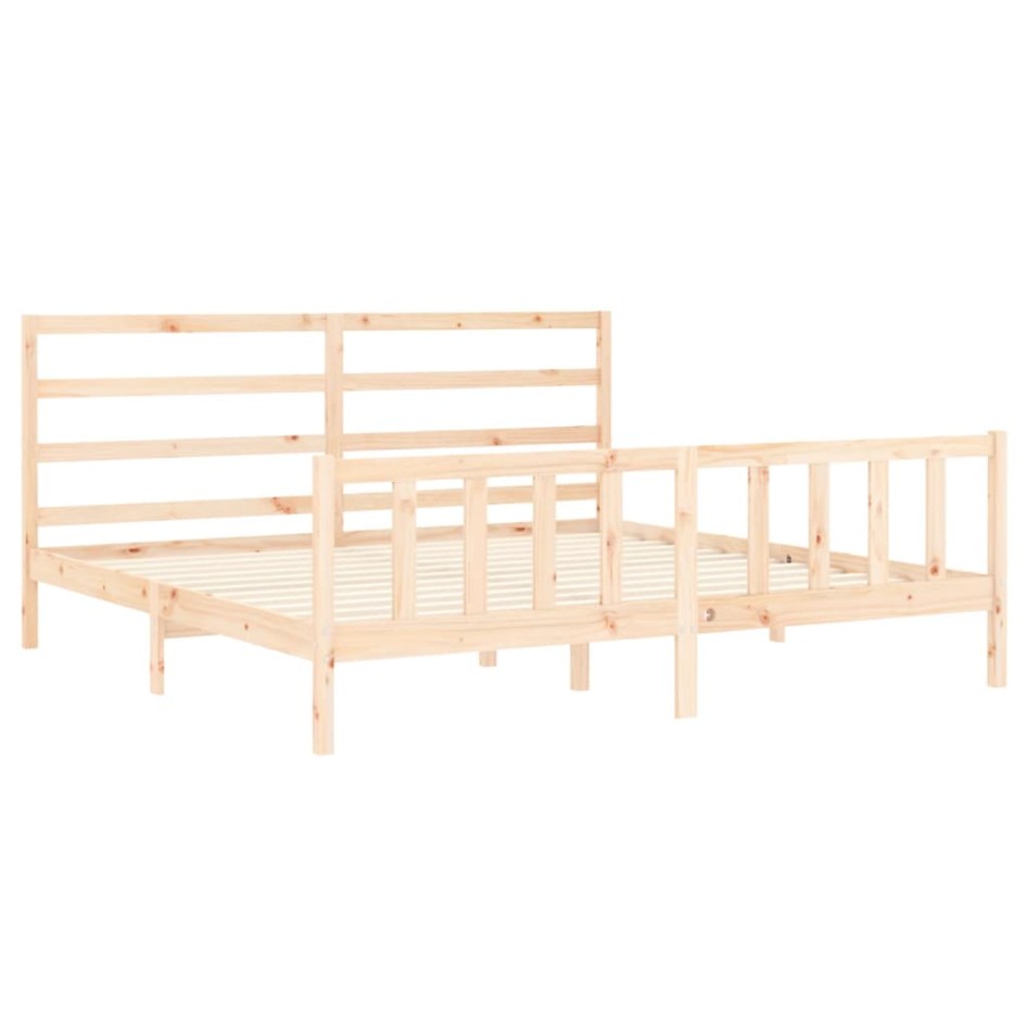 Estructura de cama con cabecero madera maciza 200x200