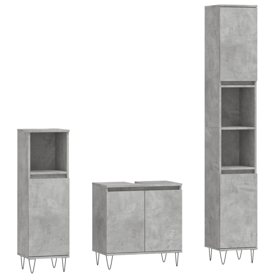 Set muebles de baño 2 piezas madera contrachapada gris
