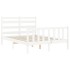 Estructura de cama con cabecero madera maciza blanco 140x190