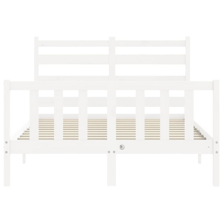 Estructura de cama con cabecero madera maciza blanco 140x190