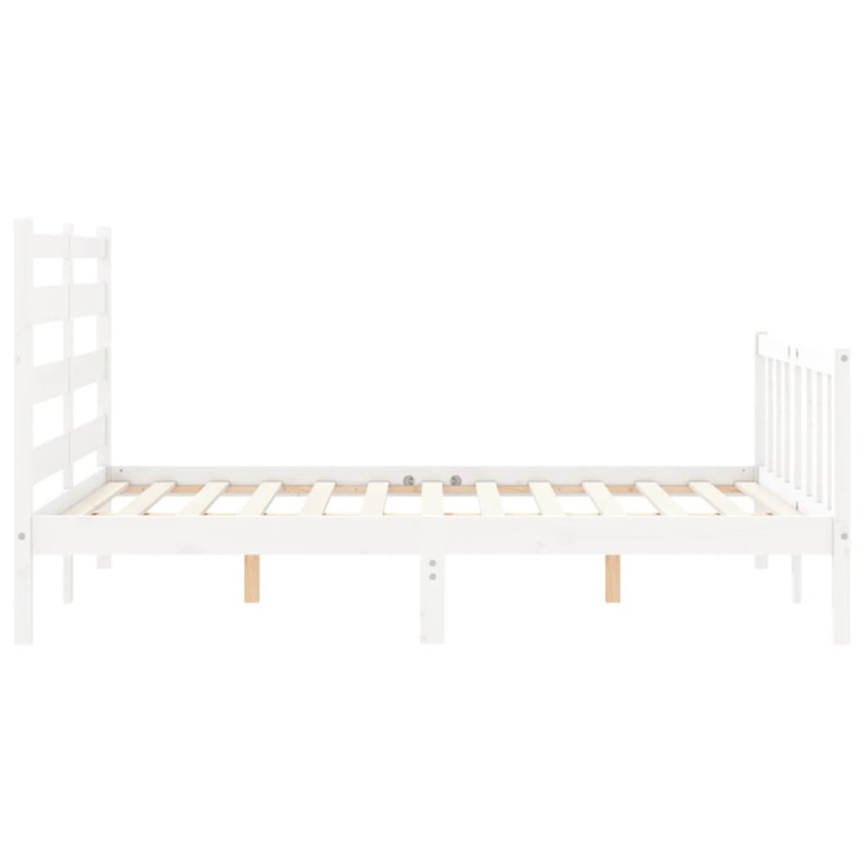Estructura de cama con cabecero madera maciza blanco 140x190