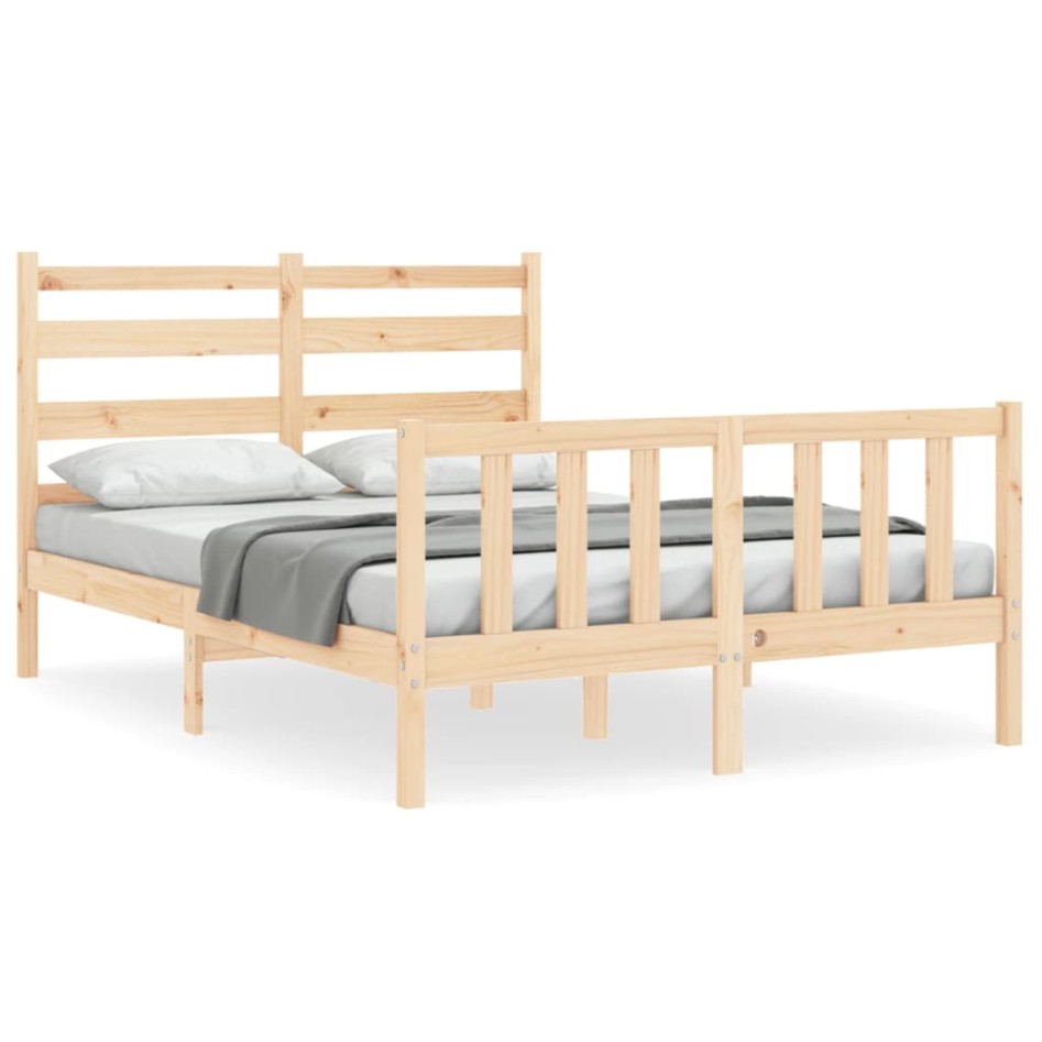 Estructura de cama con cabecero madera maciza 140x200