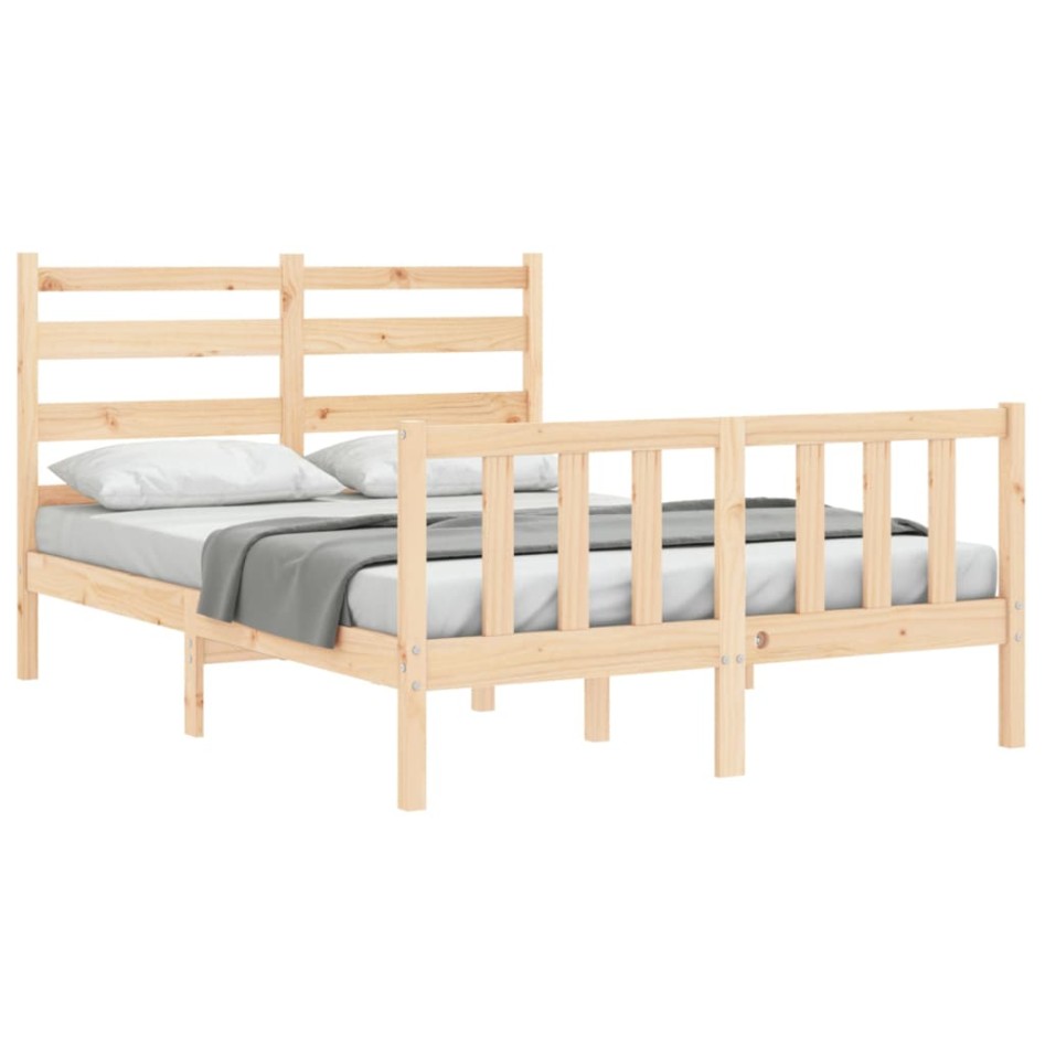 Estructura de cama con cabecero madera maciza 140x200